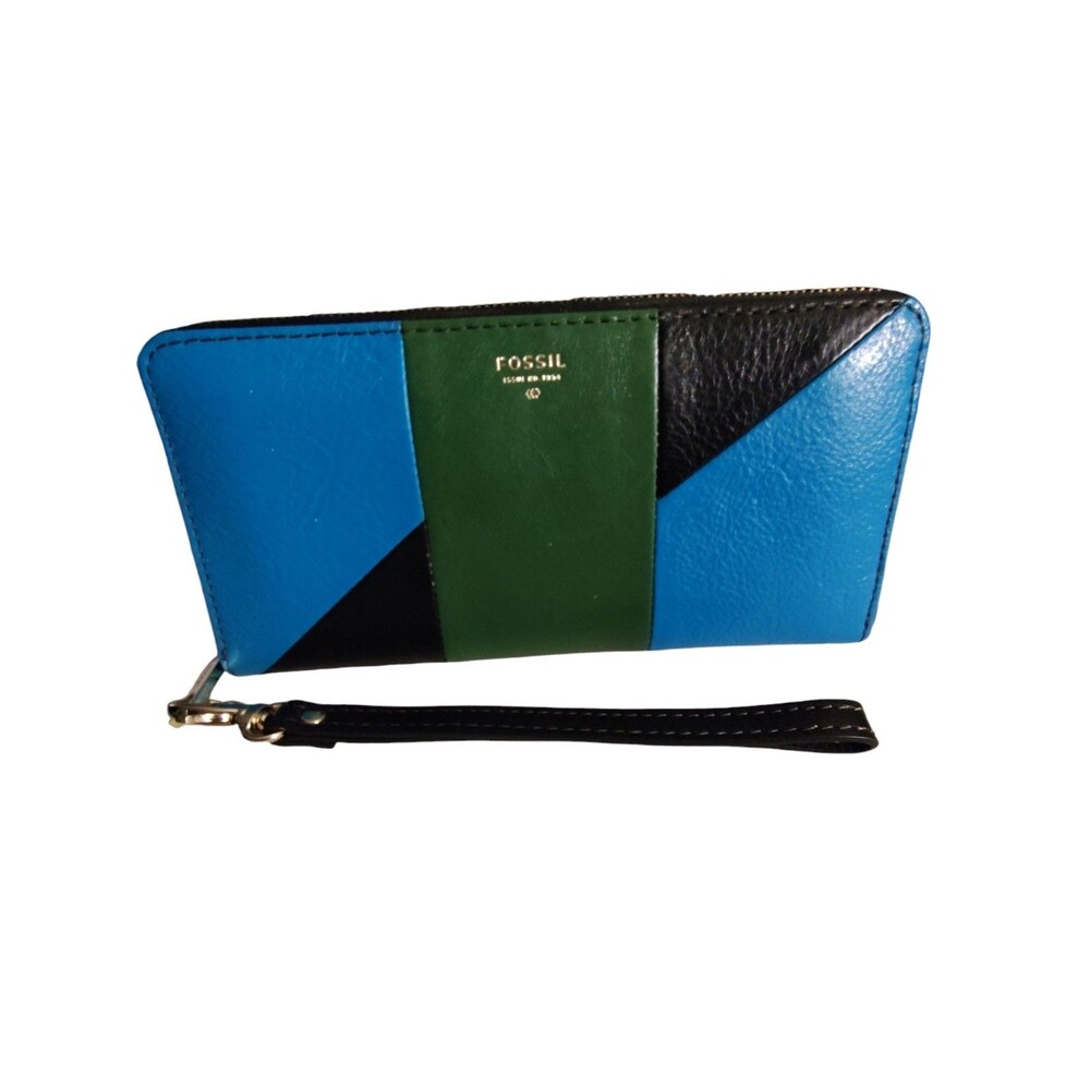 Fossil Leather Patchwork Wallet Wristlet 29 - image 1